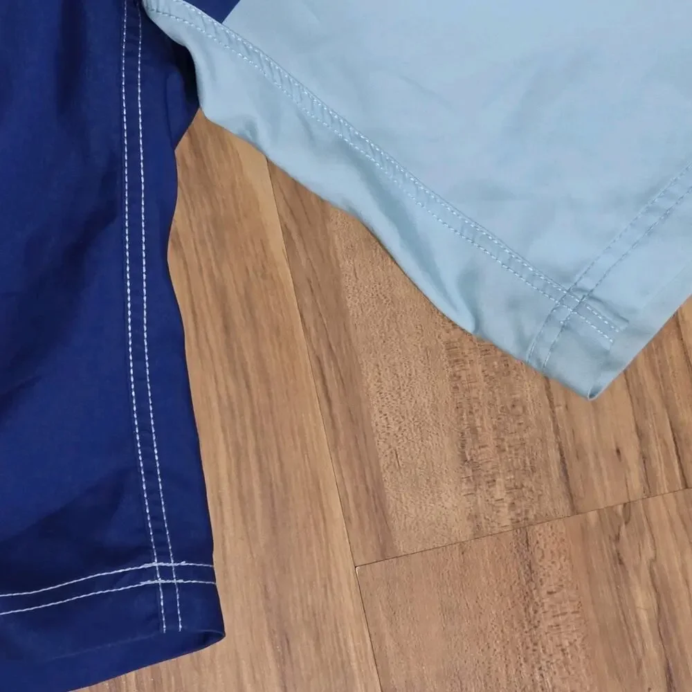 Nautica Men’s Board Shorts 38W Blue Colorblock Swim Trunks 100% Polyester